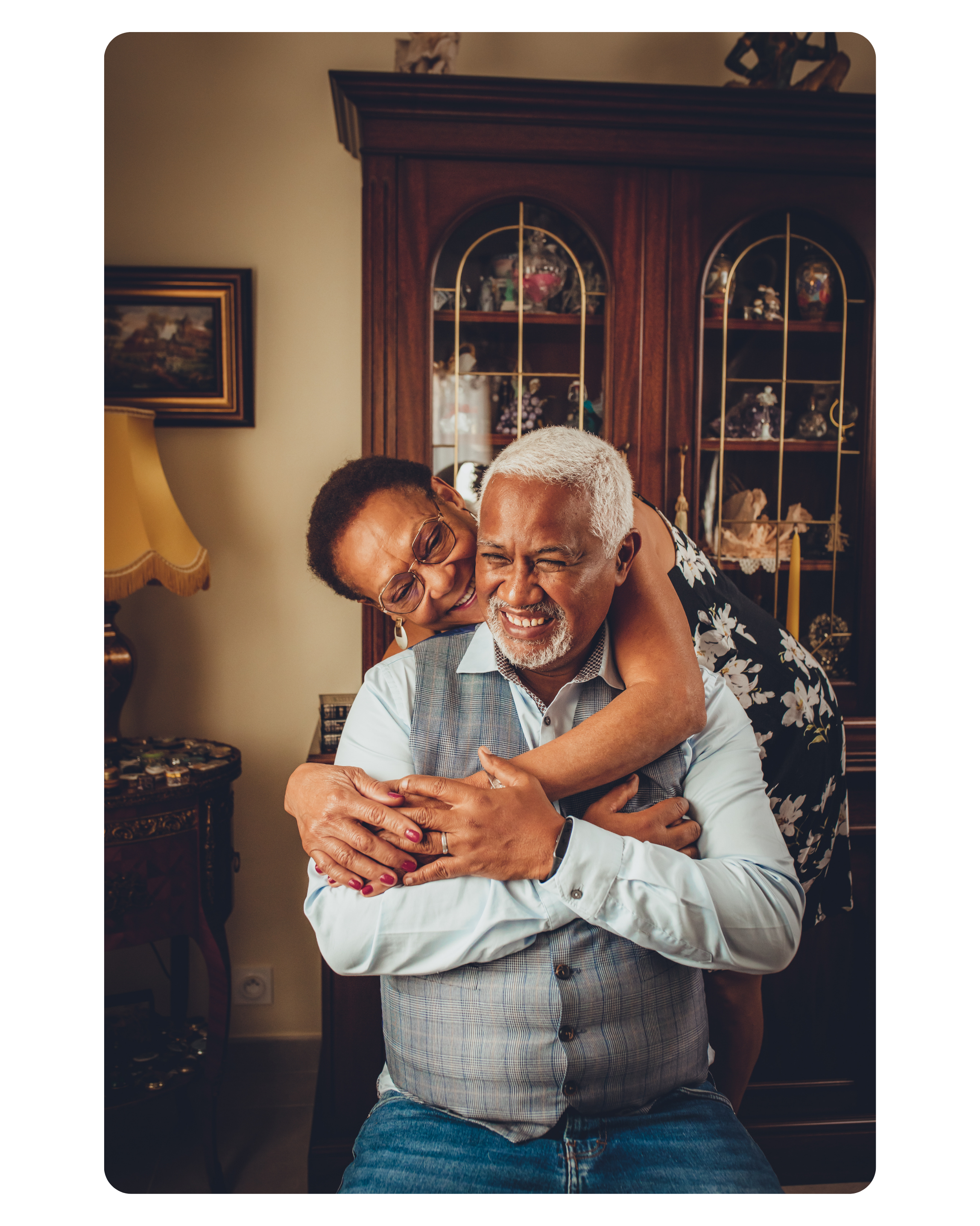 A couple sharing a quiet moment at home