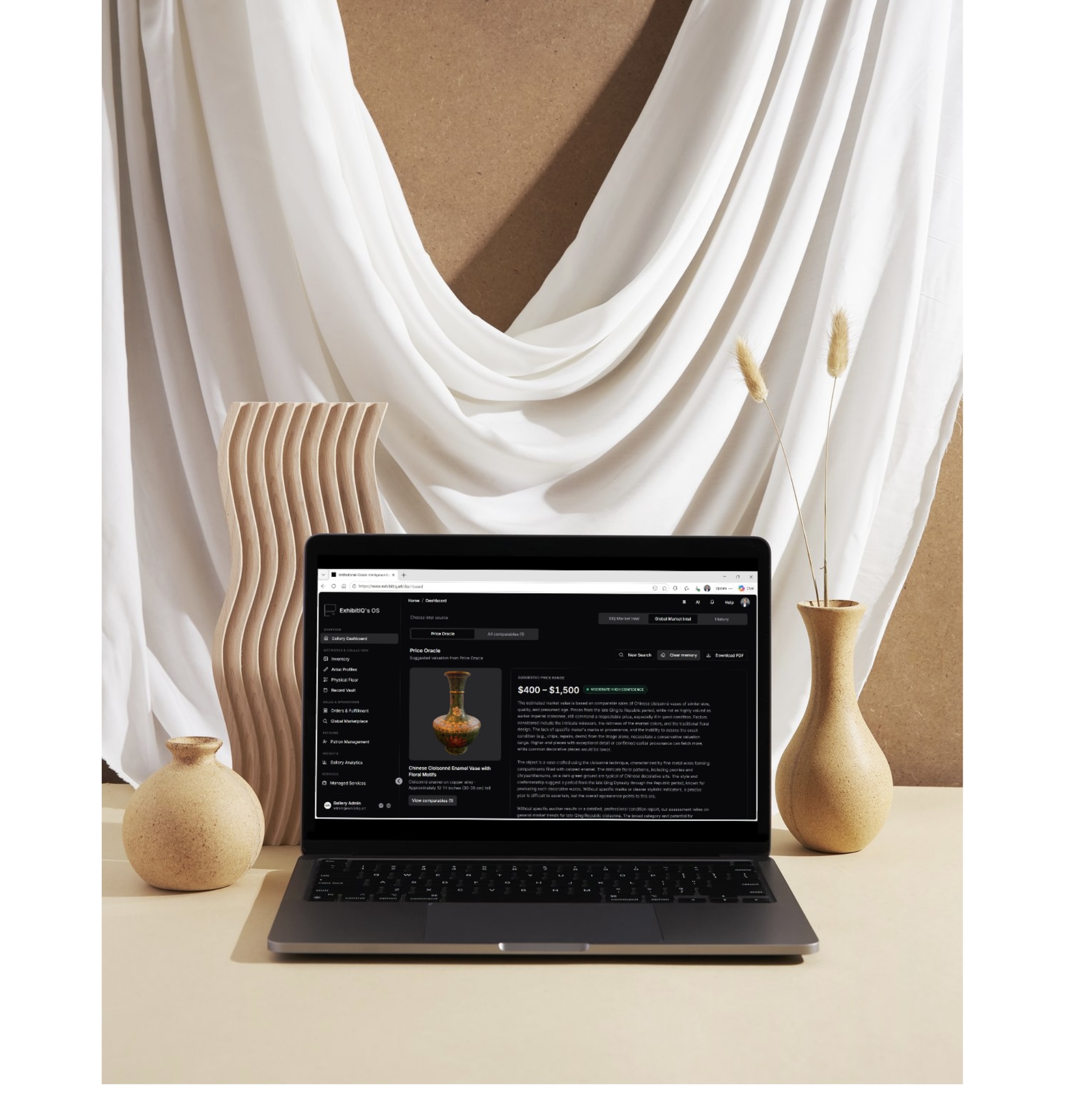 Laptop showing an ExhibitIQ item record